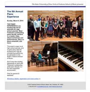 Fredonia Piano Day, email campaign